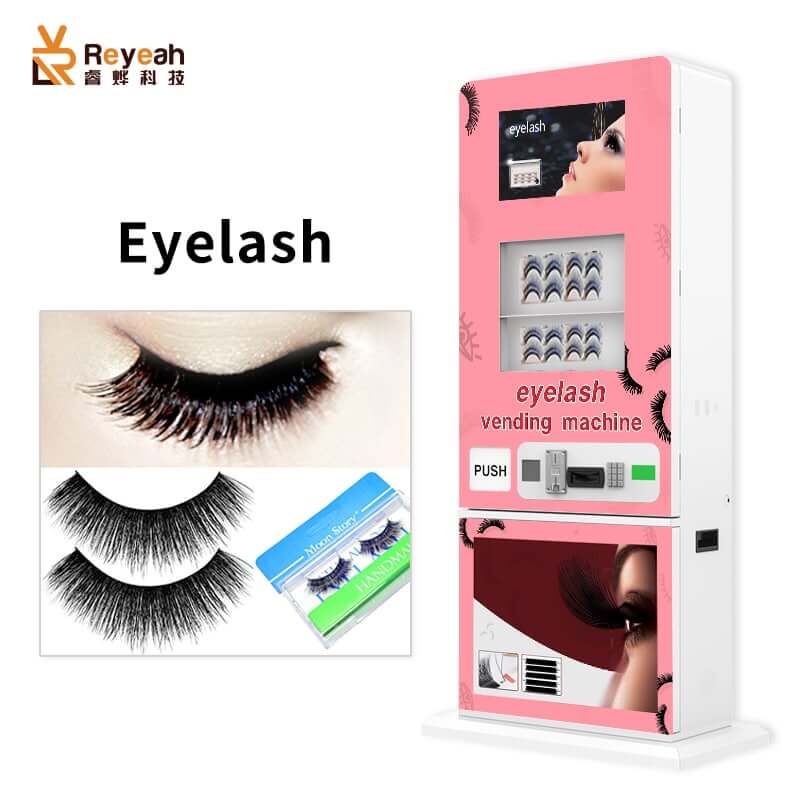 350 Units Capacity 18.5" Eyelash Vending Machine Distributor Touch Screen Video Advertising Recommended for Eyelashes Maskara Blush Wig Eyebrow Pencil Eye Shadow Lipstick with Software and Cashless Payments - D11