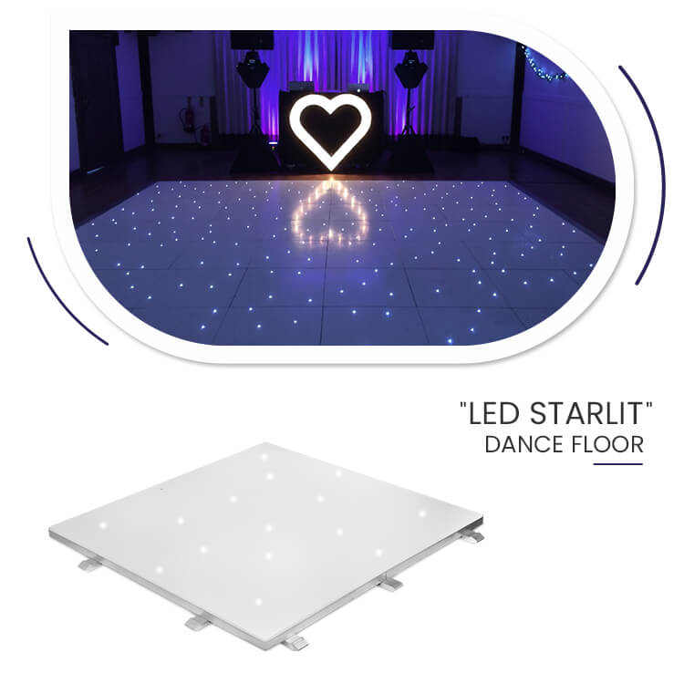 Portable White Magnetic Starlight LED Starlit Dance Floor with Classic Starlit, Ultra-thin Wireless Installation Remote Control. Acrylic Dance Floor Panel for Wedding TP-873