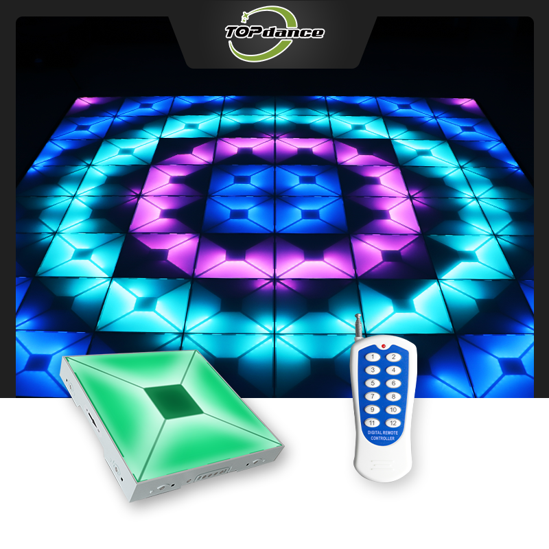 New! Frosted and Mirror 3D Dance Floor with Magnetic Connection Tempered Glass Effects 3D Infinity Mix RGB Patterns Solid and Starlit Controlled via Computer DMX and Remote for Parties Weddings Bars and Nightclubs TP-879